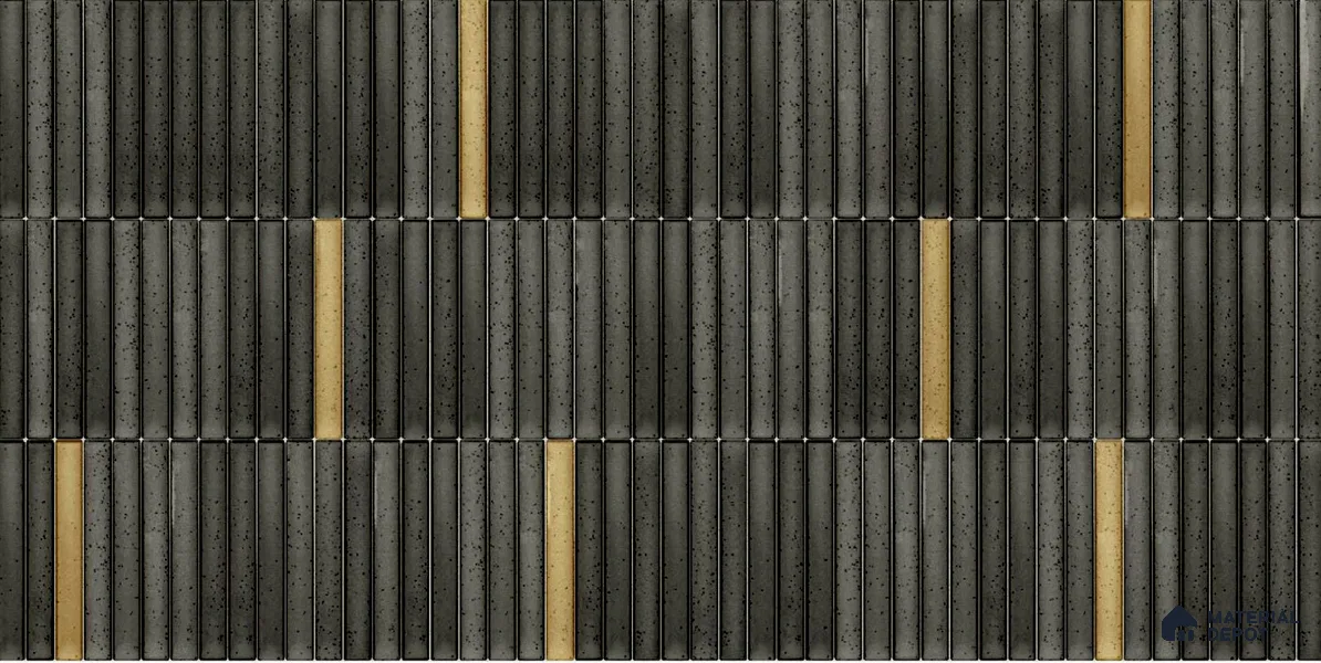 Faux Subway Wall Tile TL 04691 Vertiline Kitkat Solara Space Mixed Black 2 ft x 1 ft Ceramic Glossy Finish - 9 mm | Suitable For Kitchen, Bathroom Walls and Backsplashes | Please Expect a Slight Variation of Pattern