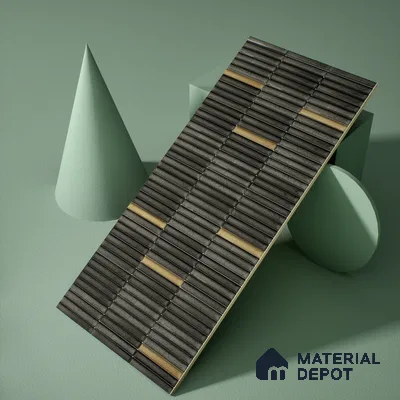 Faux Subway Wall Tile TL 04691 Vertiline Kitkat Solara Space Mixed Black 2 ft x 1 ft Ceramic Glossy Finish - 9 mm | Suitable For Kitchen, Bathroom Walls and Backsplashes | Please Expect a Slight Variation of Pattern