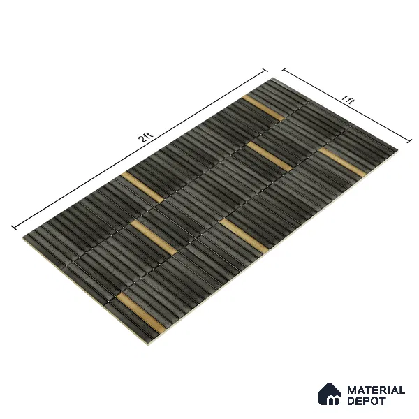 Faux Subway Wall Tile TL 04691 Vertiline Kitkat Solara Space Mixed Black 2 ft x 1 ft Ceramic Glossy Finish - 9 mm | Suitable For Kitchen, Bathroom Walls and Backsplashes | Please Expect a Slight Variation of Pattern