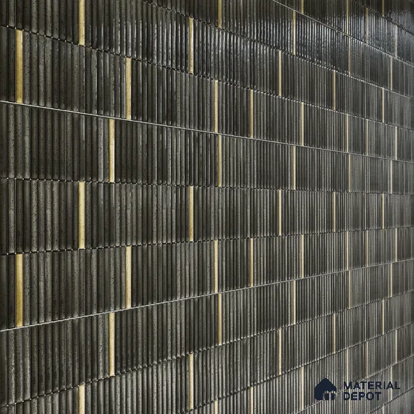 Faux Subway Wall Tile TL 04691 Vertiline Kitkat Solara Space Mixed Black 2 ft x 1 ft Ceramic Glossy Finish - 9 mm | Suitable For Kitchen, Bathroom Walls and Backsplashes | Please Expect a Slight Variation of Pattern