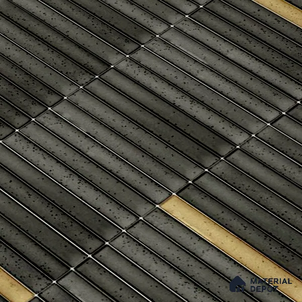 Faux Subway Wall Tile TL 04691 Vertiline Kitkat Solara Space Mixed Black 2 ft x 1 ft Ceramic Glossy Finish - 9 mm | Suitable For Kitchen, Bathroom Walls and Backsplashes | Please Expect a Slight Variation of Pattern