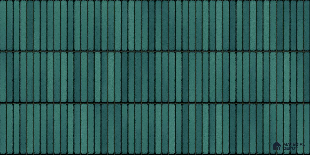 Faux Subway Wall Tile TL 04691 G Vertiline Kitkat Solara Turquoise Blue 2 ft x 1 ft Ceramic Glossy Finish - 9 mm | Suitable For Kitchen, Bathroom Walls and Backsplashes | Please Expect a Slight Variation of Pattern (Sample)