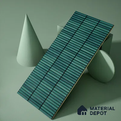 Faux Subway Wall Tile TL 04691 G Vertiline Kitkat Solara Turquoise Blue 2 ft x 1 ft Ceramic Glossy Finish - 9 mm | Suitable For Kitchen, Bathroom Walls and Backsplashes | Please Expect a Slight Variation of Pattern (Sample)