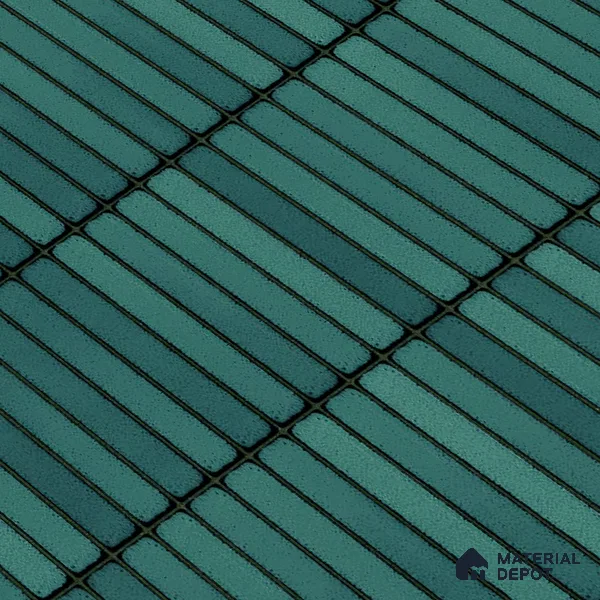 Faux Subway Wall Tile TL 04691 G Vertiline Kitkat Solara Turquoise Blue 2 ft x 1 ft Ceramic Glossy Finish - 9 mm | Suitable For Kitchen, Bathroom Walls and Backsplashes | Please Expect a Slight Variation of Pattern (Sample)