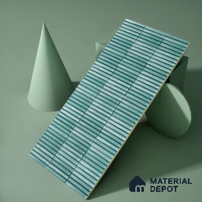 Faux Subway Wall Tile TL 04691 H Vertiline Kitkat Solara Pearl Green 2 ft x 1 ft Ceramic Glossy Finish - 9 mm | Suitable For Kitchen, Bathroom Walls and Backsplashes | Please Expect a Slight Variation of Pattern