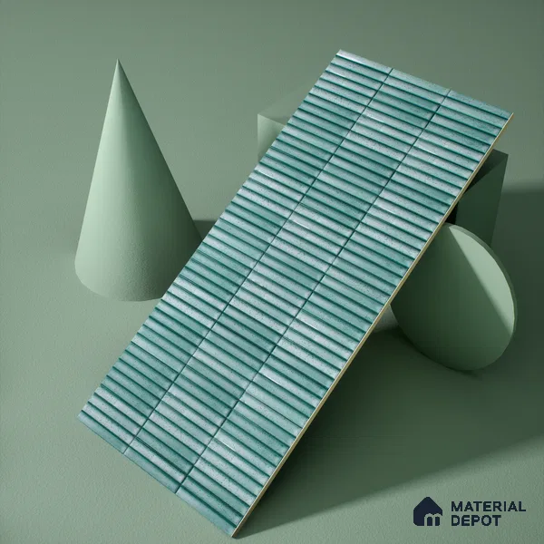 Faux Subway Wall Tile TL 04691 H Vertiline Kitkat Solara Pearl Green 2 ft x 1 ft Ceramic Glossy Finish - 9 mm | Suitable For Kitchen, Bathroom Walls and Backsplashes | Please Expect a Slight Variation of Pattern