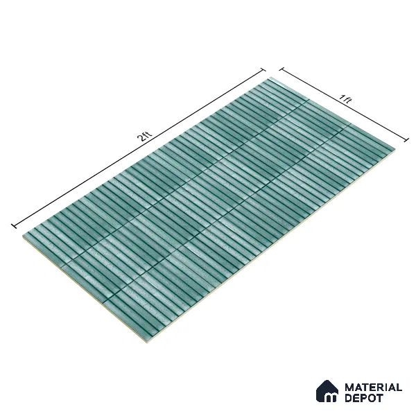 Faux Subway Wall Tile TL 04691 H Vertiline Kitkat Solara Pearl Green 2 ft x 1 ft Ceramic Glossy Finish - 9 mm | Suitable For Kitchen, Bathroom Walls and Backsplashes | Please Expect a Slight Variation of Pattern