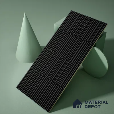 Faux Subway Wall Tile TL 04691 I Vertiline Kitkat Solara Black Overcast 2 ft x 1 ft Ceramic Matte Finish - 9 mm | Suitable For Kitchen, Bathroom Walls and Backsplashes | Please Expect a Slight Variation of Pattern (Sample)