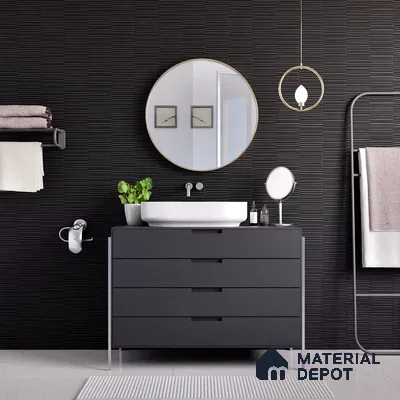 Faux Subway Wall Tile TL 04691 I Vertiline Kitkat Solara Black Overcast 2 ft x 1 ft Ceramic Matte Finish - 9 mm | Suitable For Kitchen, Bathroom Walls and Backsplashes | Please Expect a Slight Variation of Pattern (Sample)