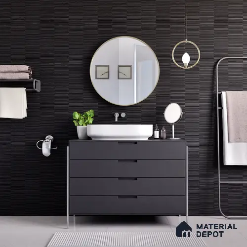 Faux Subway Wall Tile TL 04691 I Vertiline Kitkat Solara Black Overcast 2 ft x 1 ft Ceramic Matte Finish - 9 mm | Suitable For Kitchen, Bathroom Walls and Backsplashes | Please Expect a Slight Variation of Pattern