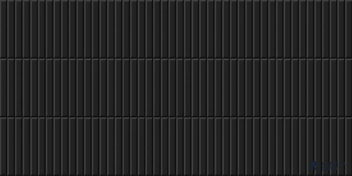 Faux Subway Wall Tile TL 04691 J Vertiline Kitkat Solara Space Black 2 ft x 1 ft Ceramic Matte Finish - 9 mm | Suitable For Kitchen, Bathroom Walls and Backsplashes | Please Expect a Slight Variation of Pattern (Sample)