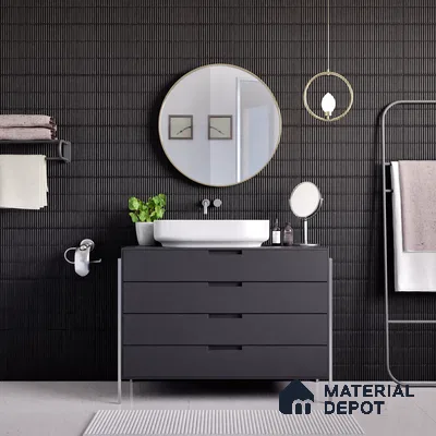 Faux Subway Wall Tile TL 04691 J Vertiline Kitkat Solara Space Black 2 ft x 1 ft Ceramic Matte Finish - 9 mm | Suitable For Kitchen, Bathroom Walls and Backsplashes | Please Expect a Slight Variation of Pattern (Sample)