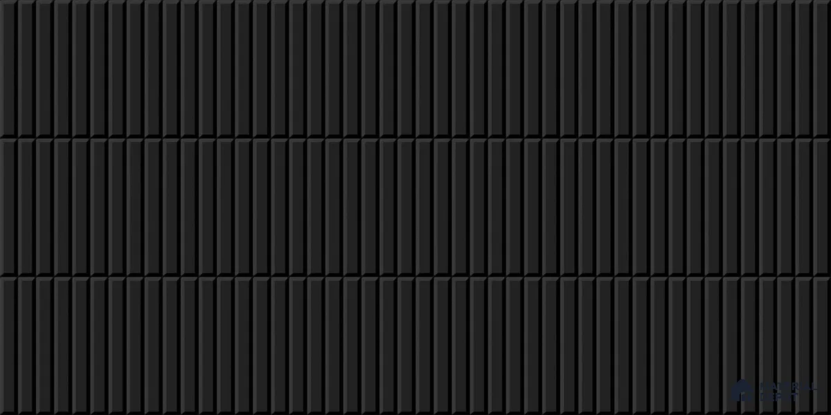 Faux Subway Wall Tile TL 04691 K Vertiline Kitkat Solara Slim Black 2 ft x 1 ft Ceramic Glossy Finish - 9 mm | Suitable For Kitchen, Bathroom Walls and Backsplashes | Please Expect a Slight Variation of Pattern