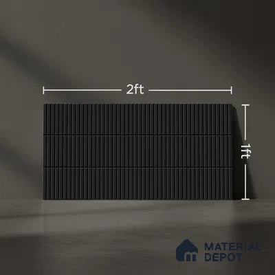 Faux Subway Wall Tile TL 04691 K Vertiline Kitkat Solara Slim Black 2 ft x 1 ft Ceramic Glossy Finish - 9 mm | Suitable For Kitchen, Bathroom Walls and Backsplashes | Please Expect a Slight Variation of Pattern