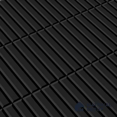 Faux Subway Wall Tile TL 04691 K Vertiline Kitkat Solara Slim Black 2 ft x 1 ft Ceramic Glossy Finish - 9 mm | Suitable For Kitchen, Bathroom Walls and Backsplashes | Please Expect a Slight Variation of Pattern