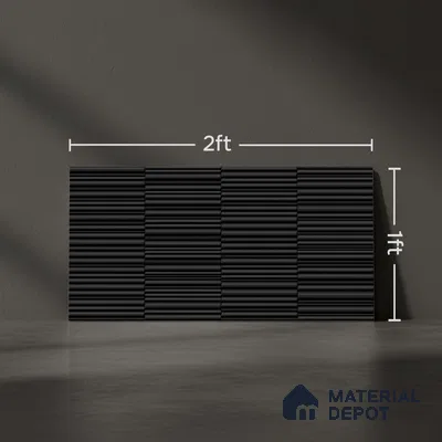 Faux Subway Wall Tile TL 04691 M Vertiline Kitkat Solara Onyx Noir 2 ft x 1 ft Ceramic Glossy Finish - 9 mm | Suitable For Kitchen, Bathroom Walls and Backsplashes | Please Expect a Slight Variation of Pattern