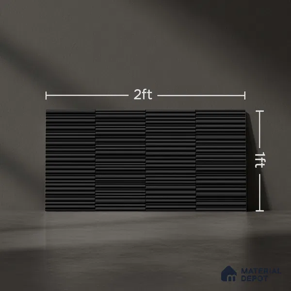 Faux Subway Wall Tile TL 04691 M Vertiline Kitkat Solara Onyx Noir 2 ft x 1 ft Ceramic Glossy Finish - 9 mm | Suitable For Kitchen, Bathroom Walls and Backsplashes | Please Expect a Slight Variation of Pattern
