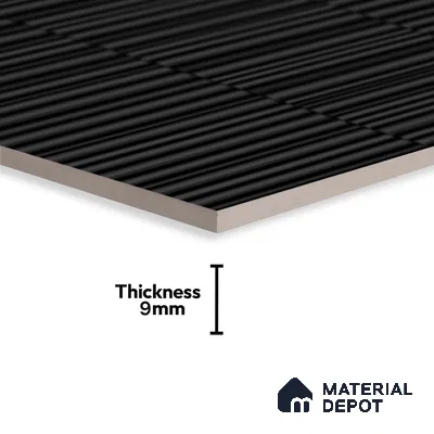 Faux Subway Wall Tile TL 04691 M Vertiline Kitkat Solara Onyx Noir 2 ft x 1 ft Ceramic Glossy Finish - 9 mm | Suitable For Kitchen, Bathroom Walls and Backsplashes | Please Expect a Slight Variation of Pattern