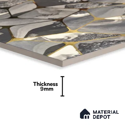 Glass Highligter Wall Tile TL 07332 Grey Flux 2 ft x 1 ft Glossy Finish Ceramic Tile - 9 mm | Suitable For Bathroom, Kitchen Backsplashes