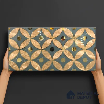 Glass Highlighter Wall Tile TL 07328 Golden Bloom 2 ft x 1 ft Glossy Finish Ceramic Tile - 9 mm | Suitable For Kitchen, Bathroom & Accent/Feature Wall