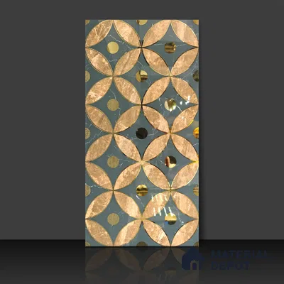 Glass Highlighter Wall Tile TL 07328 Golden Bloom 2 ft x 1 ft Glossy Finish Ceramic Tile - 9 mm | Suitable For Kitchen, Bathroom & Accent/Feature Wall