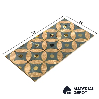 Glass Highlighter Wall Tile TL 07328 Golden Bloom 2 ft x 1 ft Glossy Finish Ceramic Tile - 9 mm | Suitable For Kitchen, Bathroom & Accent/Feature Wall