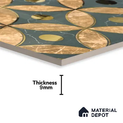 Glass Highlighter Wall Tile TL 07328 Golden Bloom 2 ft x 1 ft Glossy Finish Ceramic Tile - 9 mm | Suitable For Kitchen, Bathroom & Accent/Feature Wall