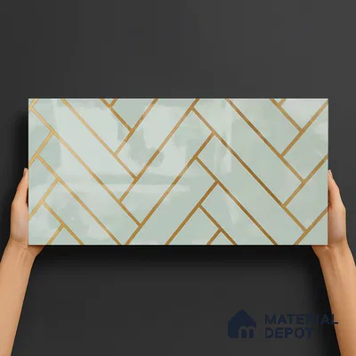 Glass Highlighter Wall Tile TL 07348 Mint Herring 2 ft x 1 ft Glossy Finish Ceramic Tile - 9 mm | Suitable For Bathroom, Kitchen Backsplashes