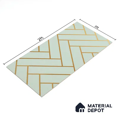 Glass Highlighter Wall Tile TL 07348 Mint Herring 2 ft x 1 ft Glossy Finish Ceramic Tile - 9 mm | Suitable For Bathroom, Kitchen Backsplashes
