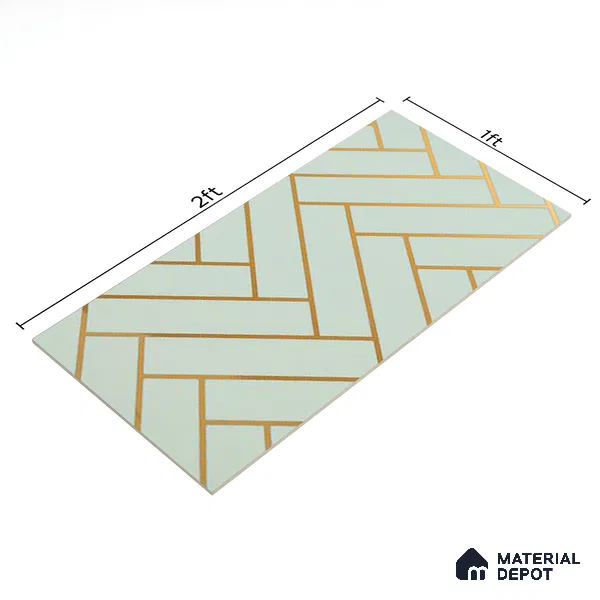 Glass Highlighter Wall Tile TL 07348 Mint Herring 2 ft x 1 ft Glossy Finish Ceramic Tile - 9 mm | Suitable For Bathroom, Kitchen Backsplashes