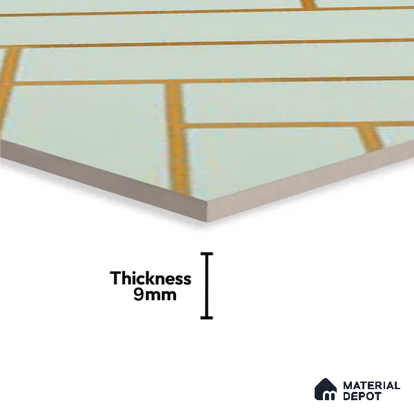 Glass Highlighter Wall Tile TL 07348 Mint Herring 2 ft x 1 ft Glossy Finish Ceramic Tile - 9 mm | Suitable For Bathroom, Kitchen Backsplashes