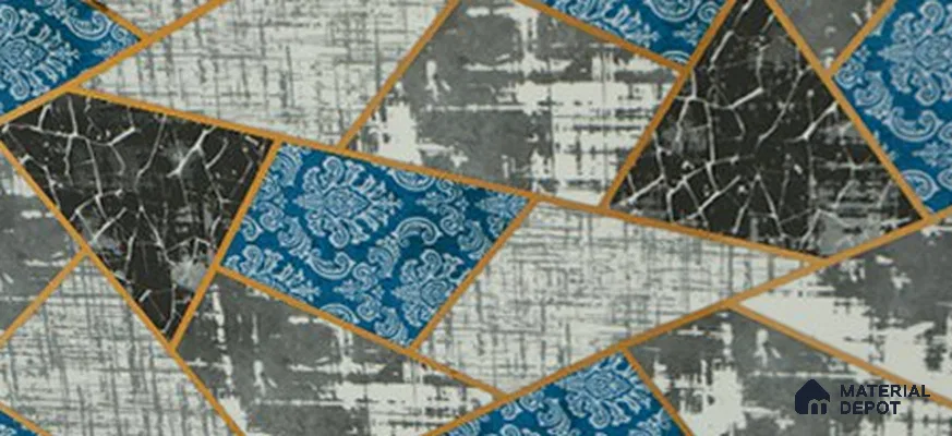 Glass Highligter Wall Tile TL 07350 Indigo Shards 2 ft x 1 ft Glossy Finish Ceramic Tile - 9 mm | Suitable For Bathroom, Kitchen Backsplashes