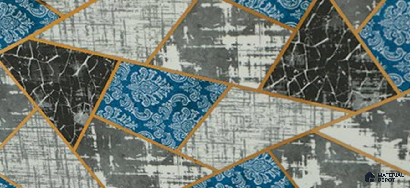 Glass Highligter Wall Tile TL 07350 Indigo Shards 2 ft x 1 ft Glossy Finish Ceramic Tile - 9 mm | Suitable For Bathroom, Kitchen Backsplashes