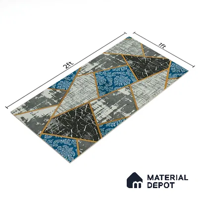 Glass Highligter Wall Tile TL 07350 Indigo Shards 2 ft x 1 ft Glossy Finish Ceramic Tile - 9 mm | Suitable For Bathroom, Kitchen Backsplashes
