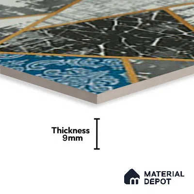 Glass Highligter Wall Tile TL 07350 Indigo Shards 2 ft x 1 ft Glossy Finish Ceramic Tile - 9 mm | Suitable For Bathroom, Kitchen Backsplashes