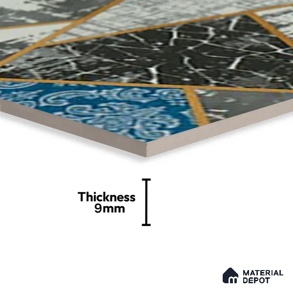 Glass Highligter Wall Tile TL 07350 Indigo Shards 2 ft x 1 ft Glossy Finish Ceramic Tile - 9 mm | Suitable For Bathroom, Kitchen Backsplashes