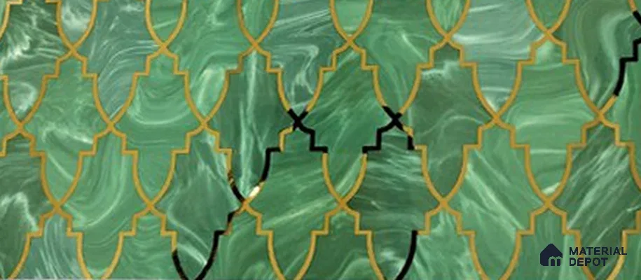 Glass Highligter Wall Tile TL 07330 Jade Trellis 2 ft x 1 ft Glossy Finish Ceramic Tile - 9 mm | Suitable For Bathroom, Kitchen Backsplashes