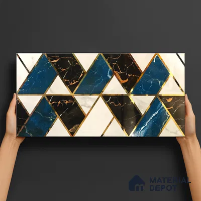 Glass Highligter Wall Tile TL 07341 Aqua Marble 2 ft x 1 ft Glossy Finish Ceramic Tile - 9 mm | Suitable For Bathroom, Kitchen Backsplashes