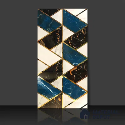 Glass Highligter Wall Tile TL 07341 Aqua Marble 2 ft x 1 ft Glossy Finish Ceramic Tile - 9 mm | Suitable For Bathroom, Kitchen Backsplashes