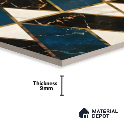 Glass Highligter Wall Tile TL 07341 Aqua Marble 2 ft x 1 ft Glossy Finish Ceramic Tile - 9 mm | Suitable For Bathroom, Kitchen Backsplashes