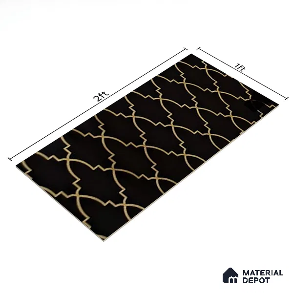 Glass Highligter Wall Tile TL 07338 Morocco Noir 2 ft x 1 ft Glossy Finish Ceramic Tile - 9 mm | Suitable For Bathroom, Kitchen Backsplashes
