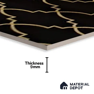 Glass Highligter Wall Tile TL 07338 Morocco Noir 2 ft x 1 ft Glossy Finish Ceramic Tile - 9 mm | Suitable For Bathroom, Kitchen Backsplashes