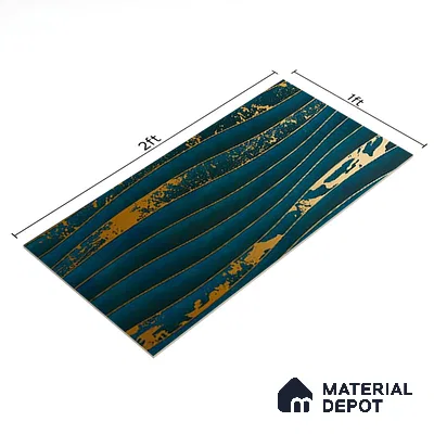 Glass 3D Highlighter Wall Tile TL 07345 Aqua Wave 2 ft x 1 ft Glossy Finish Ceramic Tile - 9 mm | Suitable For Kitchen, Bathroom & Accent/Feature Wall