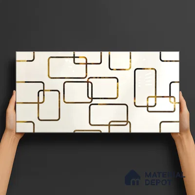 Glass Highlighter Wall Tile TL 07361 Ivory Frames 2 ft x 1 ft Glossy Finish Ceramic Tile - 9 mm | Suitable For Kitchen, Bathroom & Accent/Feature Wall