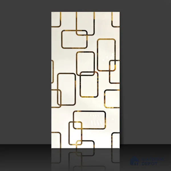 Glass Highlighter Wall Tile TL 07361 Ivory Frames 2 ft x 1 ft Glossy Finish Ceramic Tile - 9 mm | Suitable For Kitchen, Bathroom & Accent/Feature Wall