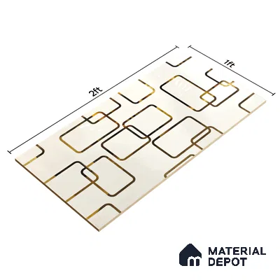 Glass Highlighter Wall Tile TL 07361 Ivory Frames 2 ft x 1 ft Glossy Finish Ceramic Tile - 9 mm | Suitable For Kitchen, Bathroom & Accent/Feature Wall