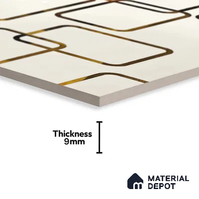 Glass Highlighter Wall Tile TL 07361 Ivory Frames 2 ft x 1 ft Glossy Finish Ceramic Tile - 9 mm | Suitable For Kitchen, Bathroom & Accent/Feature Wall