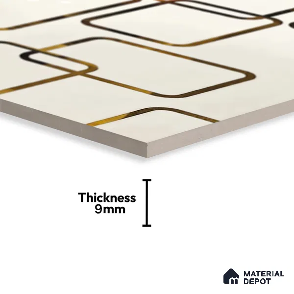 Glass Highlighter Wall Tile TL 07361 Ivory Frames 2 ft x 1 ft Glossy Finish Ceramic Tile - 9 mm | Suitable For Kitchen, Bathroom & Accent/Feature Wall