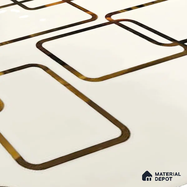 Glass Highlighter Wall Tile TL 07361 Ivory Frames 2 ft x 1 ft Glossy Finish Ceramic Tile - 9 mm | Suitable For Kitchen, Bathroom & Accent/Feature Wall