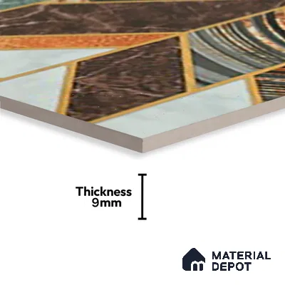 Glass Highlighter Wall Tile TL 07342 Regal Herringbone 2 ft x 1 ft Glossy Finish Ceramic Tile - 9 mm | Suitable For Kitchen, Bathroom & Accent/Feature Wall